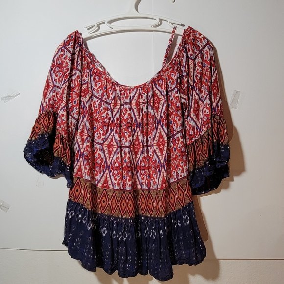 Womens Beachlunchlounge Peep shoulder Peasant top Size XS - Picture 11 of 12